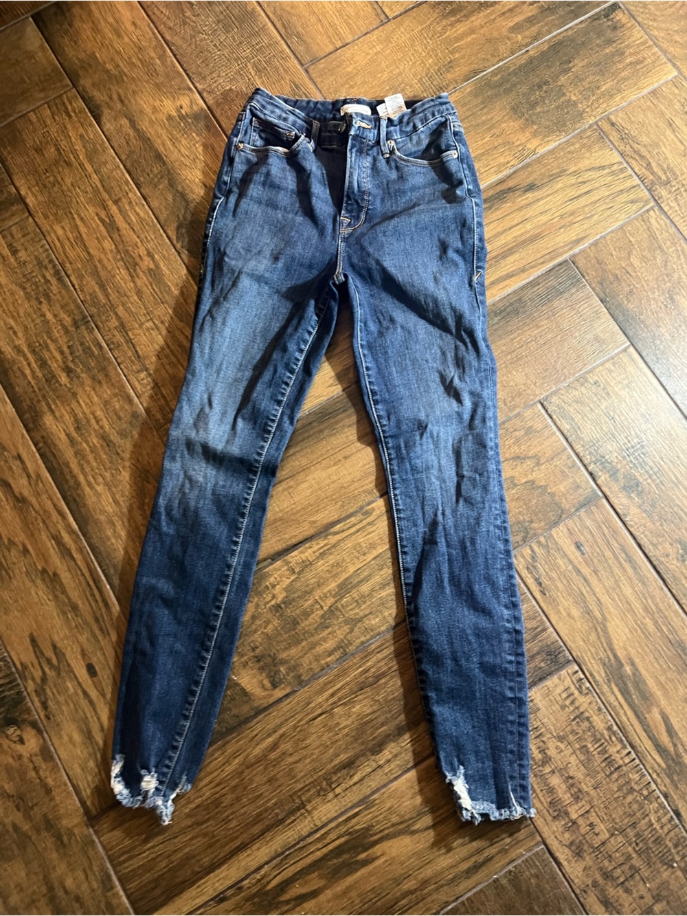 Good American Dark Indigo Distressed Skinny Jeans